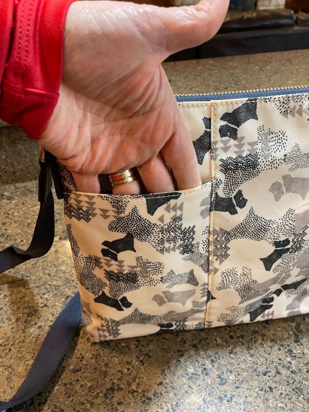 RADLEY LONDON Cream and Navy Crossbody Bag with Scottie Dog Print - Picture 4 of 12